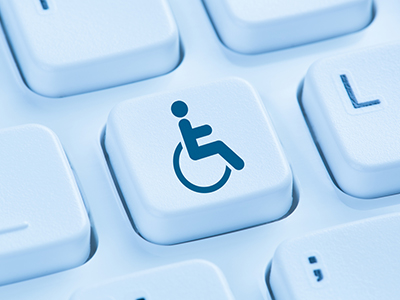 Web accessibility online internet website computer for people with disabilities symbol blue keyboard Access Denied: Trial on Website Accessibility Claims Results in Decision for Disabled Individual